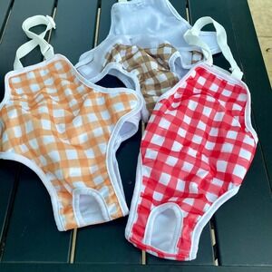 Dog diapers Female washable size M checks 3 pack NWOT‎